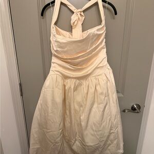 Elegant Cream Halter Dress